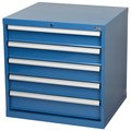 Global Industrial 5 Drawers Modular Drawer Cabinet w/Lock, 30Wx27Dx29-1/2H Blue 493320BL